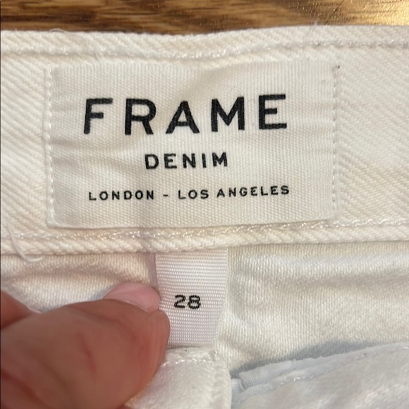 Frame White Frayed Hem Denim Skirt - Picture 2 of 4